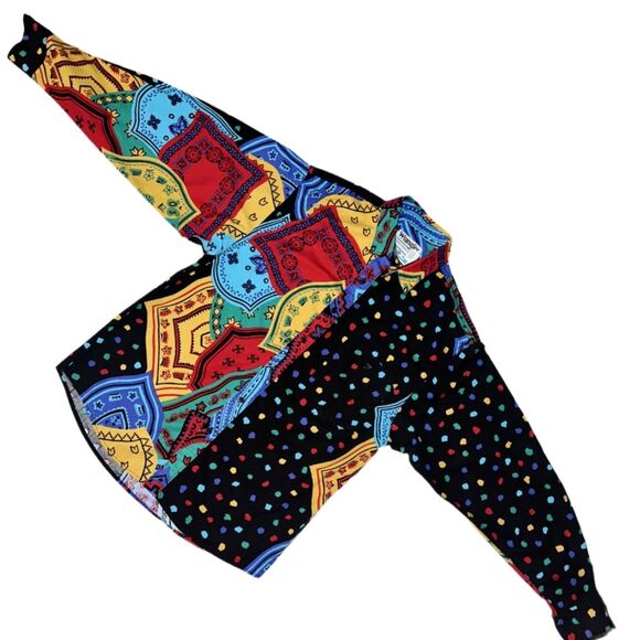 Vintage Wrangler 90s Western Bandana Polka Dot Button-Up Shirt L - Picture 5 of 10